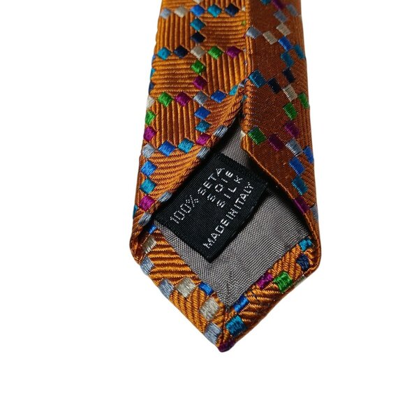 Mens Designer Missoni Cravatte Silk Neck Tie Gold Multicolor Embroidered Italy - Picture 7 of 11